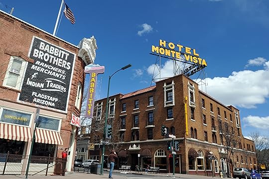 The 1927 Hotel Monte Vista and the 1888 Babbitt Brothers store are landmarks in Flagstaff, Arizona's historic downtown district.