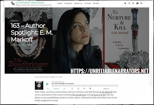  Check out the podcast interview: http://unreliablenarrators.net/2018/09/163-author-spotlight-e-m-markoff/ 
