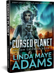 Cover for book like it's standing up, showing woman in spacesuit with aurora and ghostly mists in background
