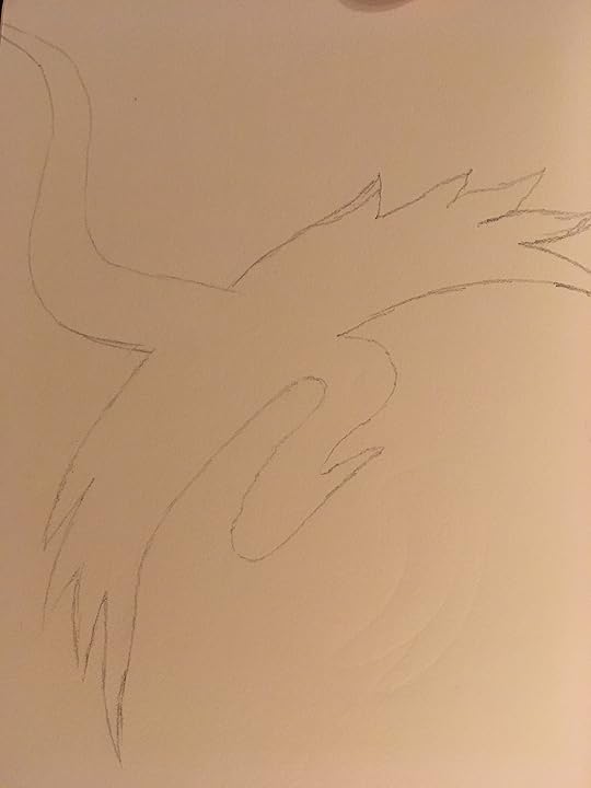 Dragon outline in pencil