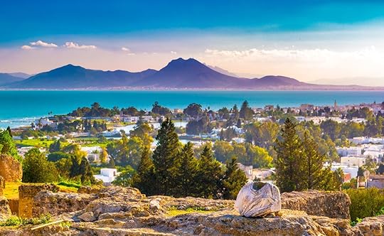 View from hill Byrsa with ancient remains of Carthage and landscape Tunis Tunisia.