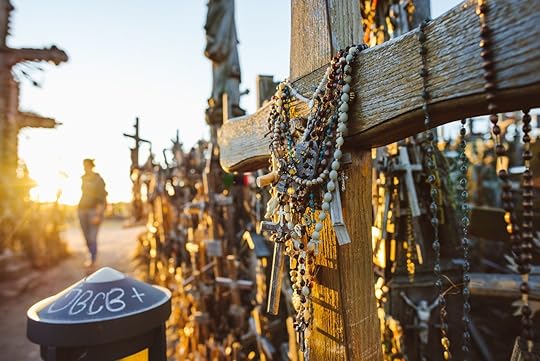 Rosaries and crosses at the Hill of Crosses in Lithuania