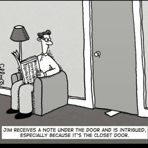 Humor Cartoon Closset Door