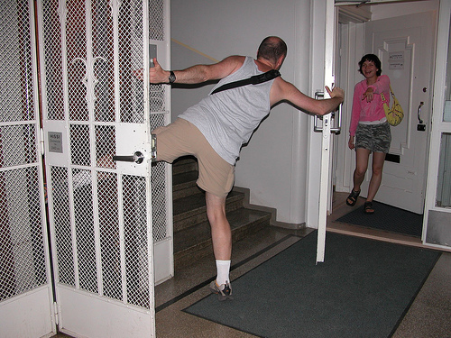 holding the doors