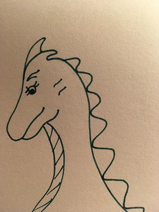 Upper torso green dragon smile soft