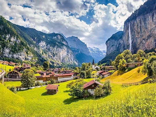 Waterfall in Lauterbrunnen village