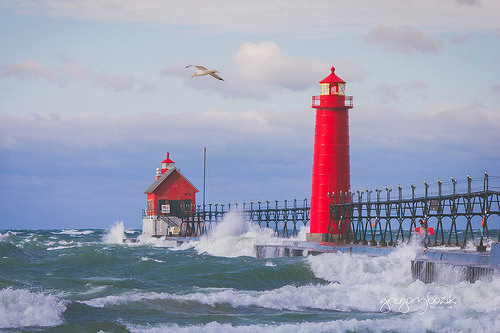 Lake Michigan- Grand Haven lighthouse. Photographer Gregory Bozik