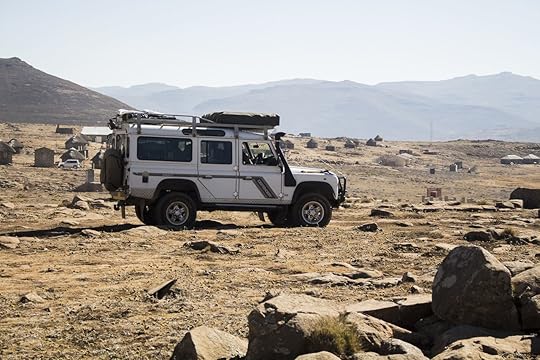 Land Rover off-roading in the Sani Pass, Lesotho