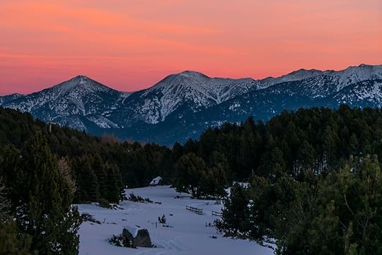 A magnificent sunset in the Pyrenees Mountains