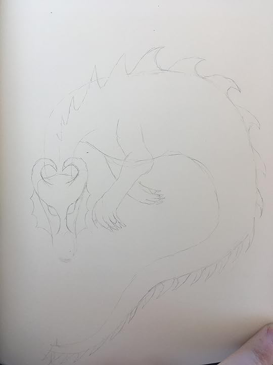 Dragon in pencil curved face beginning to be defined