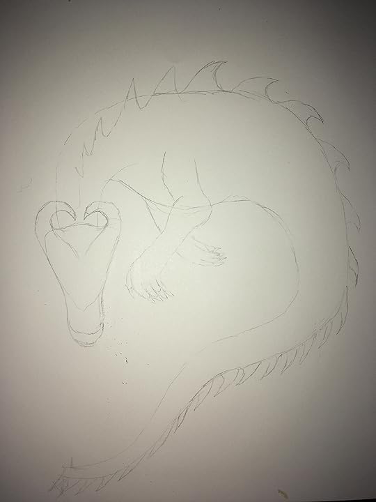 Sketch in pencil dragon curved