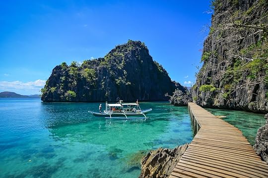 turquoise water with boat in the philippines