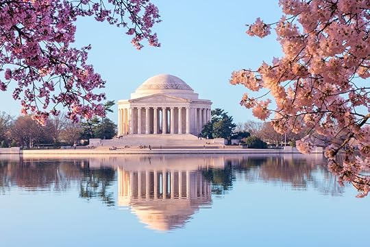 Jefferson Memorial in DC through cherry blossoms