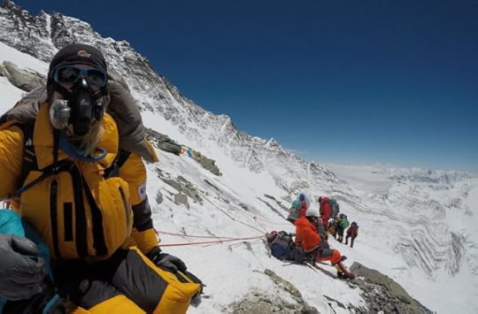 Melanie Windridge on the Geneva Spur using supplementary oxygen.