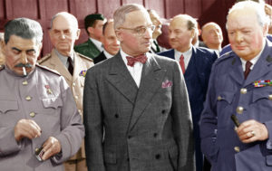 Stalin, Truman and Churhill before the atomic bomings of Japan
