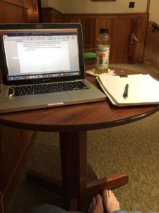 Writing on the Balcony at Lamont Lodge