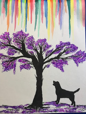 Drawing of Jacaranda tree with dog, copyright protected