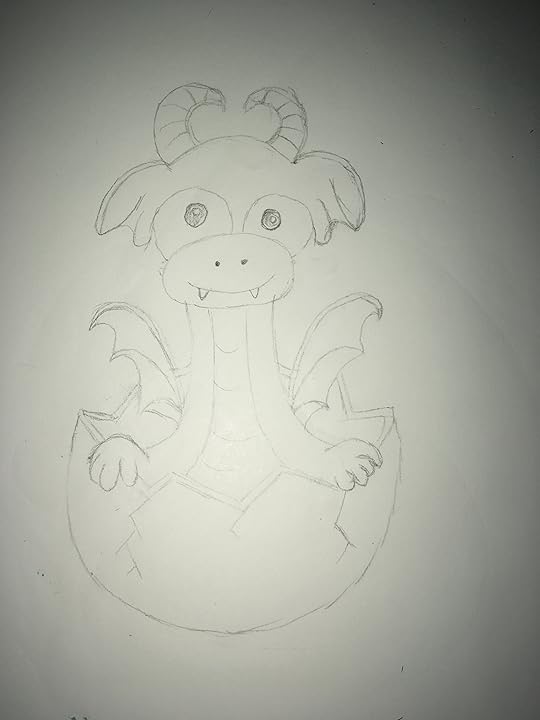 Dragon scales and pencil half in egg