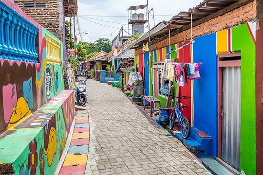 Colorful rainbow houses in Kampung Pelangi in Randusari in South Semarang in Java Indonesia