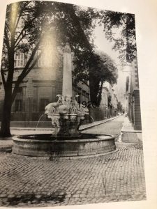 Four Dolphins Fountain. Image from 1920's, although the fountain lower part dates to the 1600's