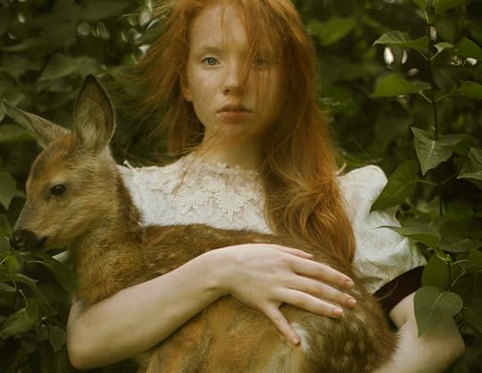 Young Woman with Deer by Katerina Plotnikova