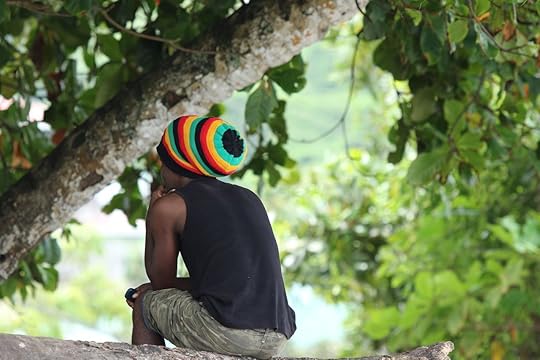 Rasta man with traditional striped hat