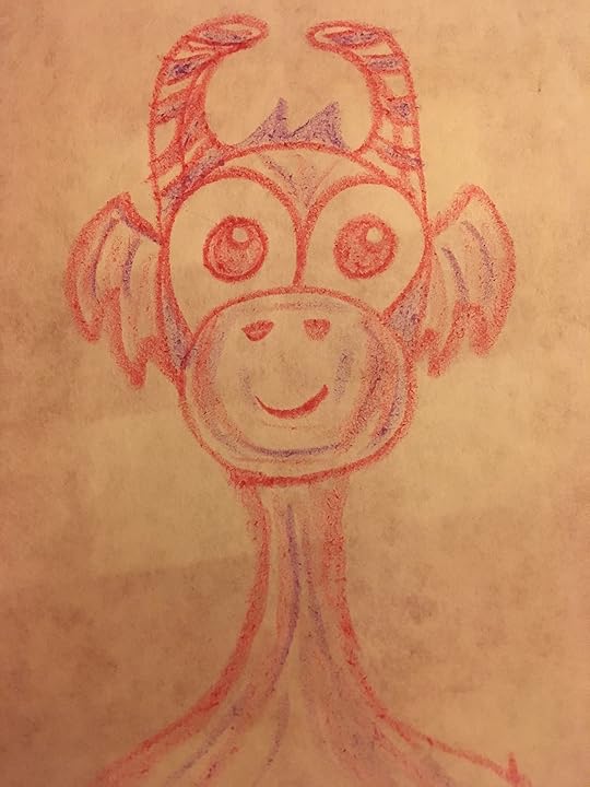 Dragon head happy in red and purple 