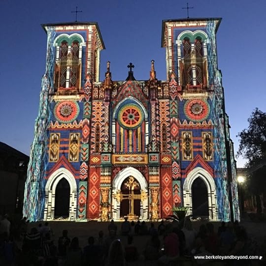 San Antonio/The Saga projected on exterior of San Fernando Cathedral in San Antonio, Texas