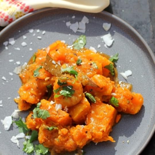 Kumro Chingri Torkari -Stir Fried Butternut Squash with Shrimp