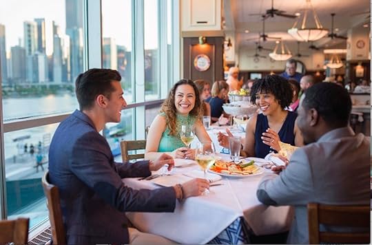 Diners at the Riva restaurant overlooking Chicago
