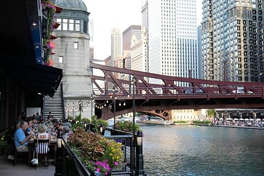 River Roast restaurant overlooking Chicago and the river