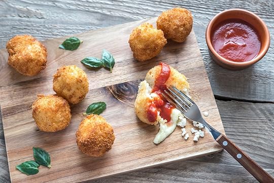 arrancini balls and marinara sauce