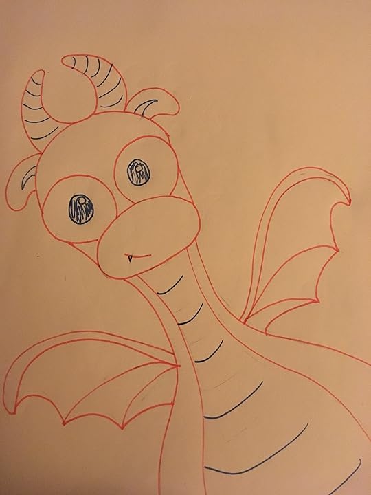 Little red and black smiling dragon