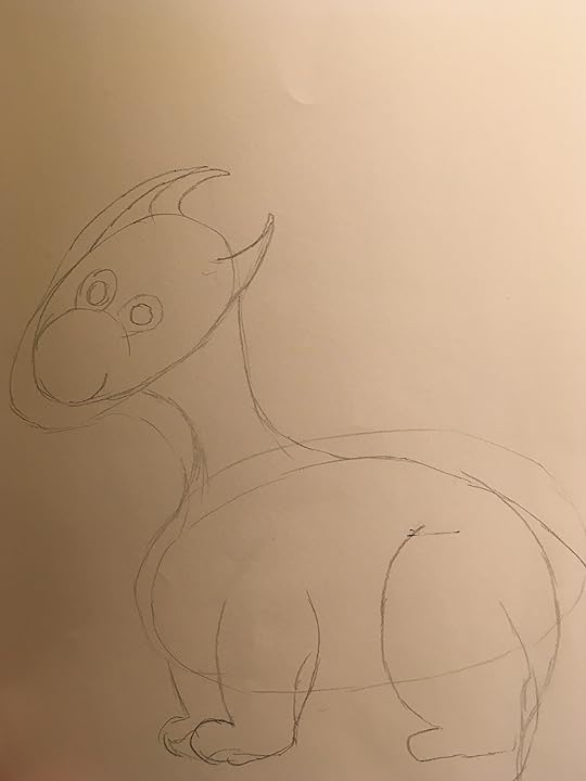 Cute dragon sketched out with lots of lines that need to be fixed