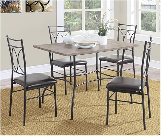 Wood Kitchen Table Set 5 Piece Dining Room Set Rustic Wood Metal Kitchen Table 4