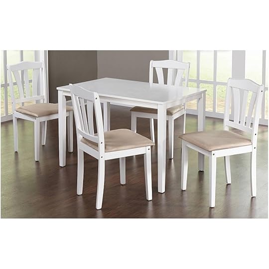 5 Piece Dining Set Kitchen Table and Upholstered Chairs Wood Kitchen Table Set