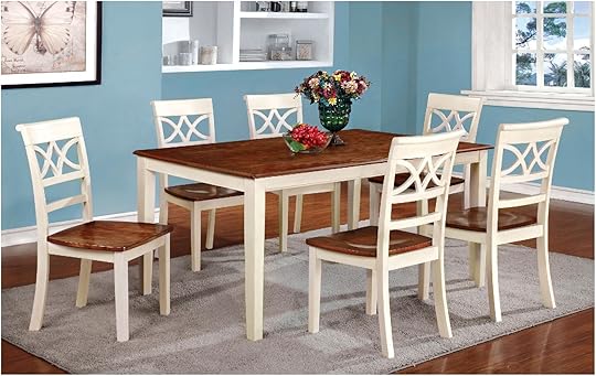 Torrington Country Style 7pc Vintage White Cherry Dining Country Style Kitchen Table