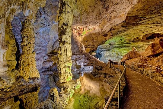 Subterranean columns in spring-fed pool, Carlsbad Caverns National Park, New Mexico