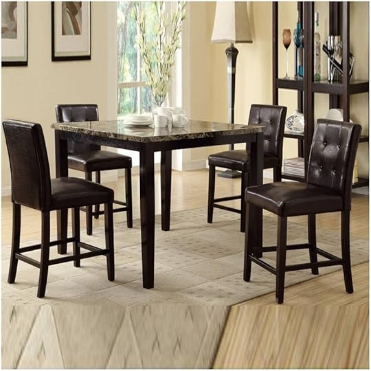 Faux Marble Kitchen Table Set Cream Brown Faux Marble Table Espresso Chairs Counter