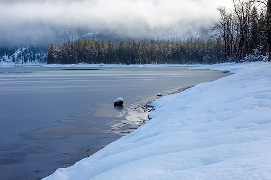 Lake McDonald icy shore Glacier National Park, Montana
