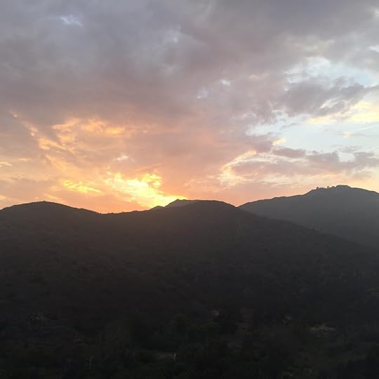 sunset, not fire. looking across topanga canyon a year ago.