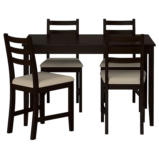 Lerhamn Table and 4 Chairs Black Brown Ramna Beige 118x74 Ikea Kitchen Table