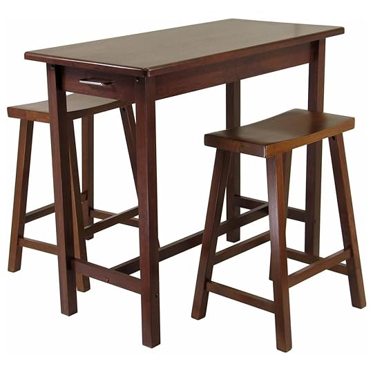 Winsome 3 Pc Kitchen island Table with 2 Saddle Stools Kitchen Table with Stools