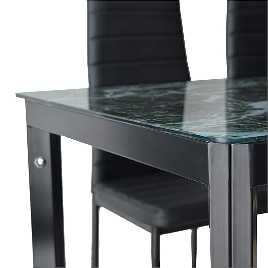 Faux Marble Kitchen Table 7 Piece Faux Marble top Metal Dinning Set Kitchen Table