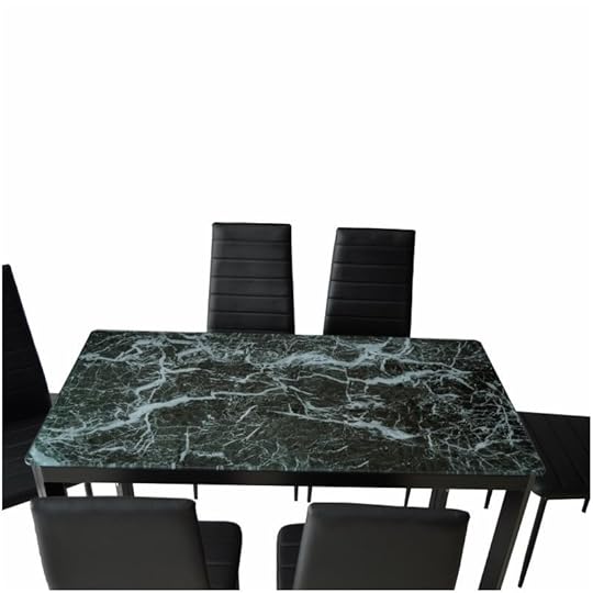 Faux Marble Kitchen Table 7 Piece Faux Marble top Metal Dinning Set Kitchen Table