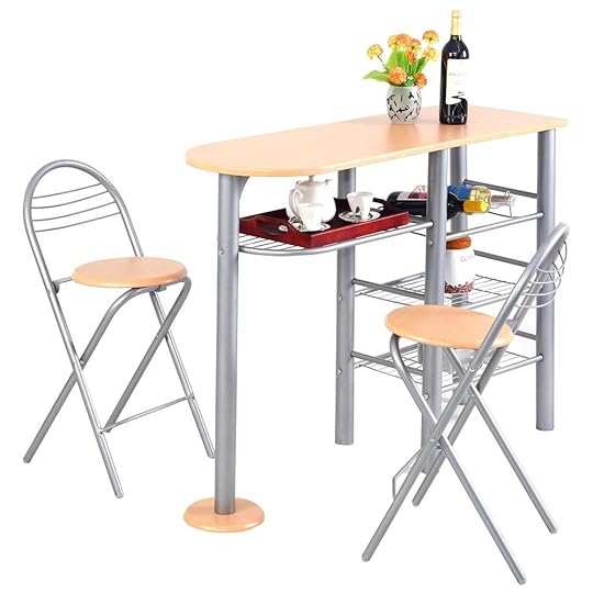 Pub Dining Set Counter Height 3 Piece Table and Chairs Set Kitchen Table and Chair Set