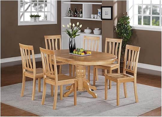5pc Oval Dinette Kitchen Dining Set Table with 4 Wood Seat Kitchen Table and Chair Set