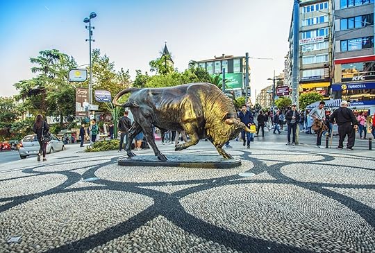Bull statue at the Kadikoy square in Istanbul