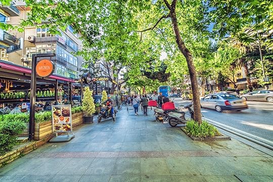 People walking on the Bagdat Avenue high street in Istanbul