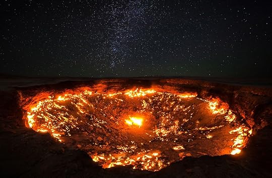 The famous gas crater in Darvaza village in the desert of Turkmenistan